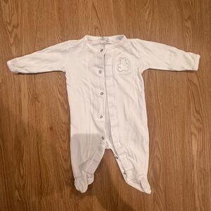 Baby footie with teddy bear